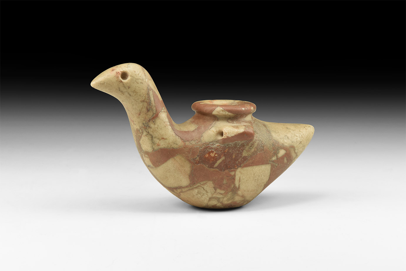 Egyptian Carved Breccia Bird Vessel