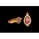 Western Asiatic Sassanian Gold Ring with Intaglio