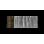 Old Babylonian Cylinder Seal with Worship Scene