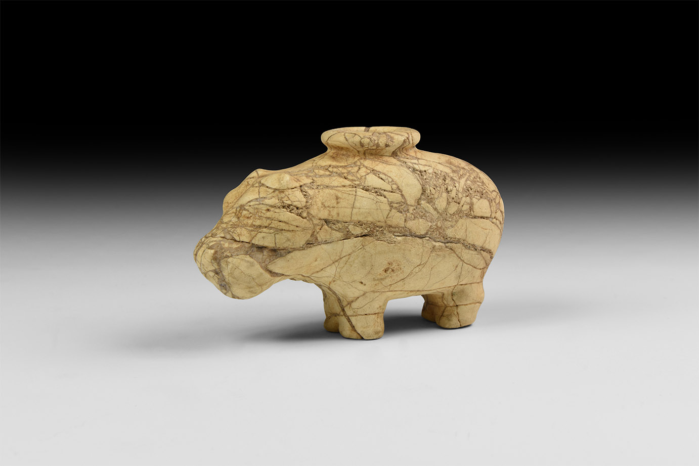 Egyptian Carved Stone Hippo Kohl Pot