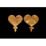 Islamic Gold Heart-Shaped Applique Pair