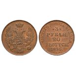 Poland - 1835 - Copper Pattern 20 Zlotych/3 Rubles