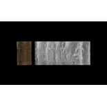 Old Babylonian Cylinder Seal with Worship Scene