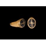Greek Hellenistic Gold Ring with Cabochon