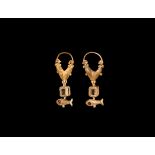 Parthian Gold Earrings With Fish