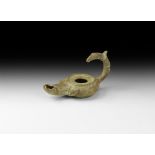 Roman Oil Lamp with Bird Handle