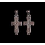 Byzantine Silver Reliquary Cross Pendant