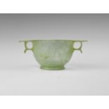 Greek Hellenistic Green Cut Glass Skyphos