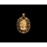 Greek Athena Cameo in Silver Pendant