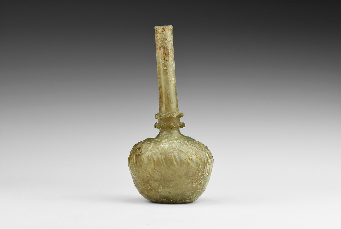 Islamic Green Glass Bottle with Trail