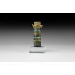 Egyptian Palm-Column Glass Kohl Flask