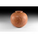 Egyptian Large Red Travertine Jar