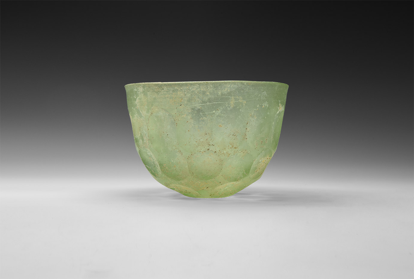 Western Asiatic Sassanian Cut Green Glass Bowl