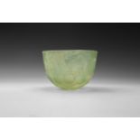 Western Asiatic Sassanian Cut Green Glass Bowl