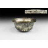 Greek Hellenistic Gilt Silver Bowl with Inscription