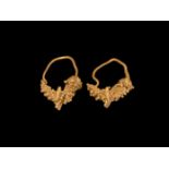 Greek Elaborate Gold Earring Pair