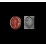 Roman Intaglio Gemstone with Portrait of Sabina