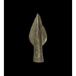 Bronze Age Spearhead with Triple-Ribbed Socket