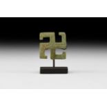 Roman Swastika Brooch with Stand