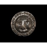 Sassanian Silver Phalera with Lion Mask