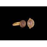 Roman Gold Ring with Minerva Gemstone