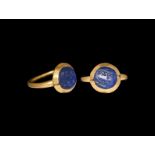 Kushan Gold Ring with Inscribed Intaglio