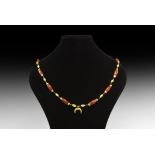 Carnelian Bead Necklace with Gold Fittings