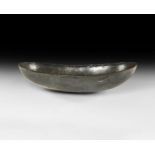 Sassanian Boat-Shaped Silver Bowl