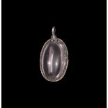 Silver and Rock Crystal Pendant with Inscription