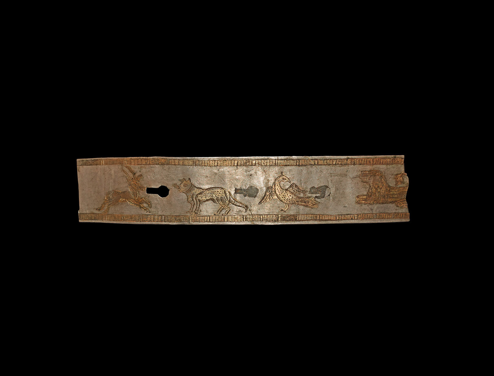 Medieval Gilt Silver Belt Section with Animals