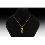 Greek Gold Necklace with Elaborate Pendant