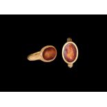 Roman Gold Ring with Minerva Intaglio