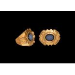 Roman Gold Ring with Nicolo Gemstone