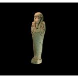 Egyptian Blue Glazed Shabti Figurine