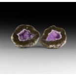 Natural History - Polished Amethyst Geode Pair