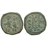 Ancient Byzantine Coins - Justin II and Sophia - Large M Follis