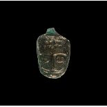 Phoenician Dark Blue Glass Male Head Pendant