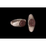 Roman Silver Ring with Goddess Flora Intaglio