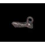 Roman Silver Phallic Pendant with REG XIII