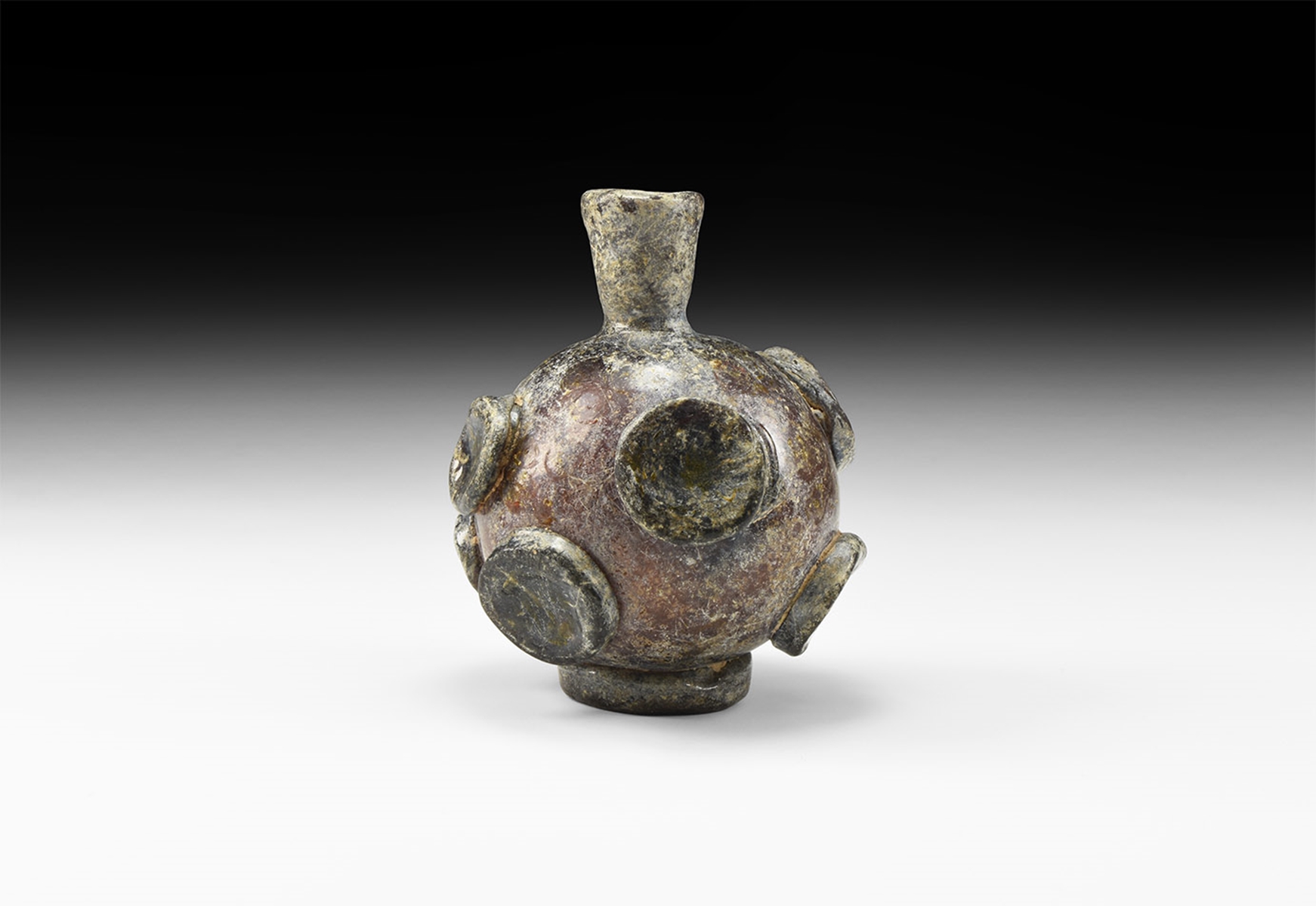 Western Asiatic Sassanian Glass Button Bottle