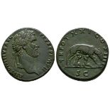 Ancient Roman Imperial Coins - Antoninus Pius - Wolf and Twins Sestertius