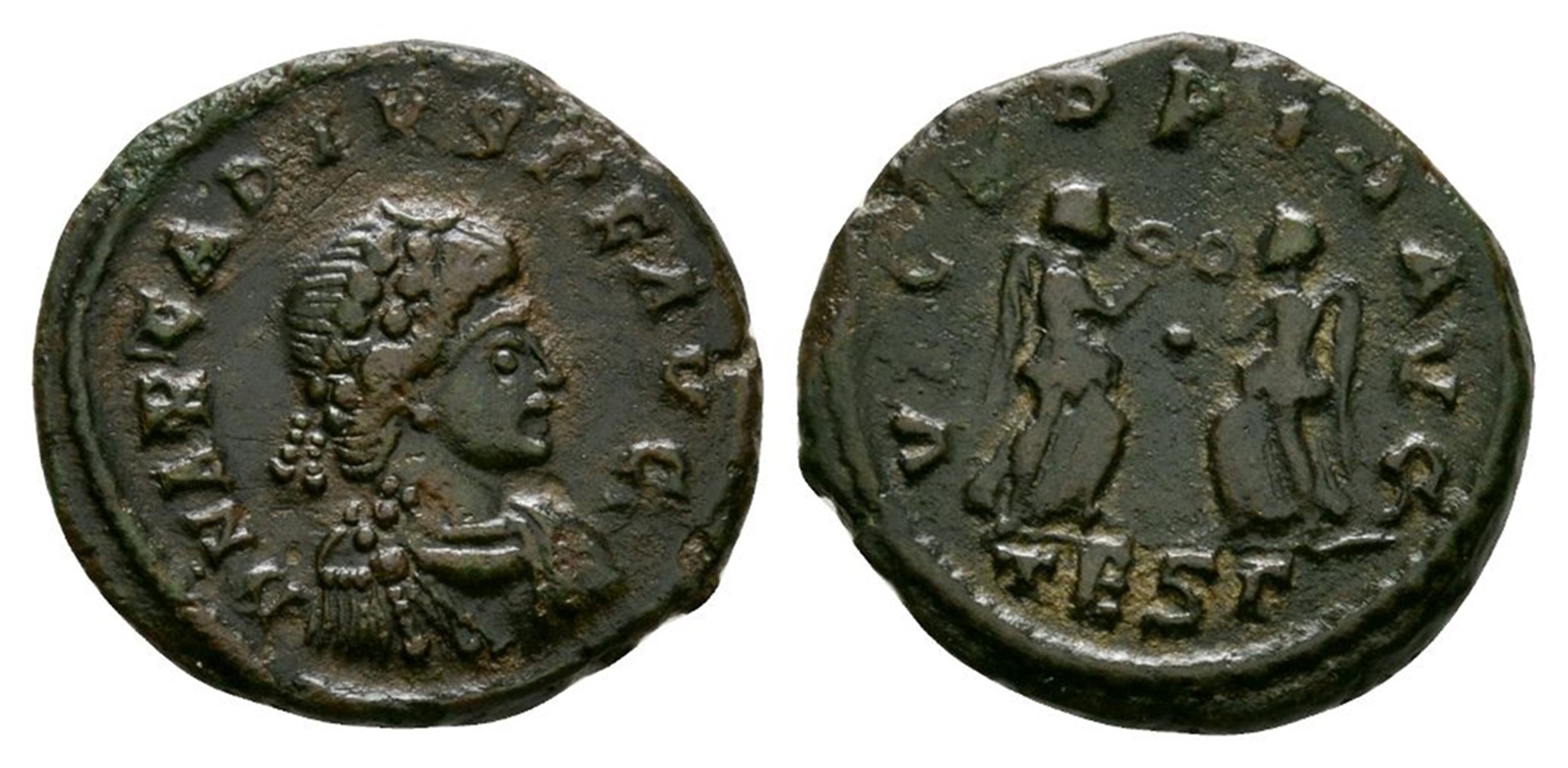 Ancient Roman Imperial Coins - Arcadius - Two Victories Half Centenionalis