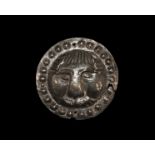 Western Asiatic Sassanian Silver Phalera with Lion Mask