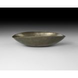 Western Asiatic Sassanian Silver Boat-Shaped Bowl