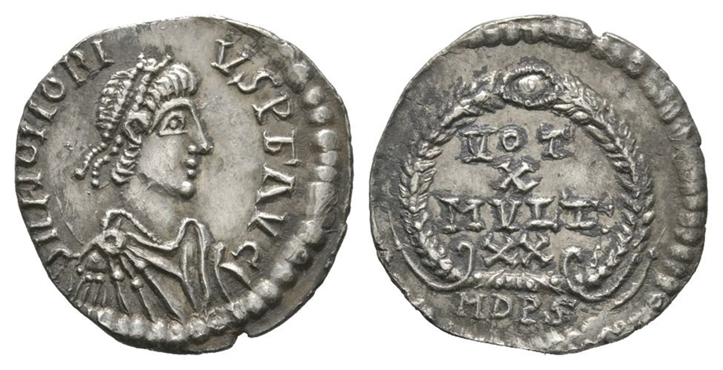 Ancient Roman Imperial Coins - Honorius - Imitative Wreath Siliqua