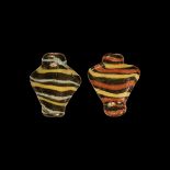 Phoenician Marbled Glass Bead Pair