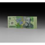 World Banknotes - Romania - 2000-2001 - Gentian Flower 10000 Lei Banknote Group [100]