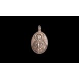 Post Medieval Silver Pendant with Virgin and Child