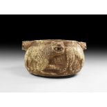 Western Asiatic Style Stone Bowl with Lions