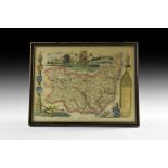 Antique Framed Moule's Map of Suffolk